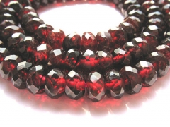 Genuine garnet gemstoner round rondelle wheel faceted crimsone red Burgundy jewelry beads 3x5 4x6 5x