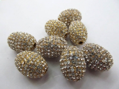 TOP quality 12x16mm 100pcs metal & czech rhinestone spacer barrel rice egg silver antique gold black