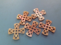 High Quality 12pcs 25x25mm pink cross shell gergous bead,mop shell beads,white crosses pendant