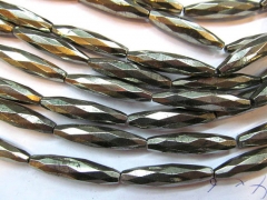 2strands 10-30mm genuine Raw pyrite crystal rice faceted iron gold pyrite beads