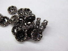 free ship--200pcs 4 -10mm Micro Pave Crystal spacer metal Rondelle Pinwheel Buttone fluorial curved black je