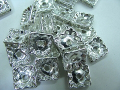 high quality square spacer metal silver mixed crystal rhinestone assortment jewelry finding 10mm 200
