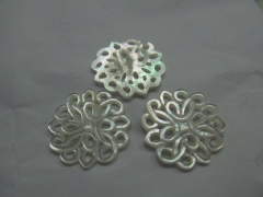 handmade flower carved MOP shell mother of pearl teardrop carved jewelry bead 24x35mm 30pcs