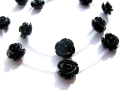 FREE SHIP,12mm 5strands 100pcs ,high quality turquoise florial flowers rose petal black jet mixed ca