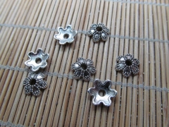 Frees ship-- 100pcs 8 10 12mm Alloy Florial Caps Spacer ,Filigree bown Connector Antique Silver