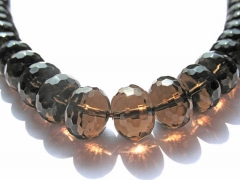 5-14mm full strand high quality crystal smoky quartz beads rondelle abacus faceted je