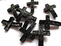high quality sideway cross metal spacer carved black jet mixed clear rhinestone jewelry beads 25x38m