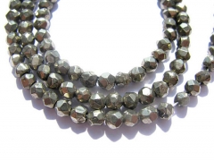 5strands 2 3 4mm faceted pyrite strings genuine Raw pyrite crystal round ball faceted iron gold pyri