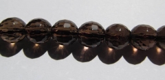 wholesale crystal smoky quartz beads, 6mm 5strands 16inch strand,round ball faceted jewelry beads