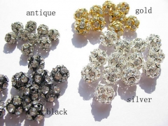 handmade crystal ball,rhinestone ball, tone silver gold black mixed czech rhinestone jewelry beads 1