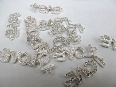 batch metal spacer & clear rhinestoen pendant in love shape jewelry bads 10-40mm 50pcs