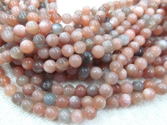 high quality natural sunstone gemstone round ball grey oranger loose beads 8mm--2starnds