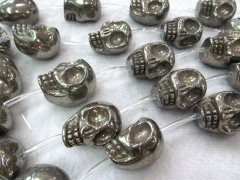 large 24x30mm genuine pyrite pendant handmade bead skull skeleton carved iron gold iron beads full s