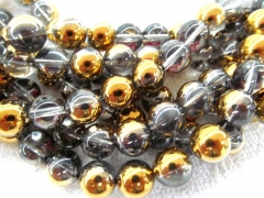 fashoin 12mm 16inch Mystic Titanium crystal quartz round ball gold grey assortment jewelry bead
