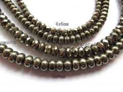 2strands genuine Raw pyrite crystal round ball faceted iron gold pyrite beads 3x4 4x6 5x8 6x10mm