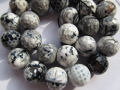 high quality fire agate bead round ball veins crab black grey jewelry beads 14mm--5strands 16inch/pe