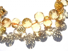 AA grade 6x8mm 2strands citrine quartz drop teardrop pear cubic faceted jewelry bead bracelet