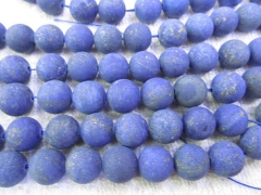 Wholesale 2strands 6 8 10 12 14 16mm genuine Lapis Lazulie Gemstone Round Ball Matte blue gold loose