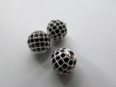 AAA grade 8 10 12mm 12pcs pave metal spacer &cubic zirconia crystal silver gold gunemtal black jet m