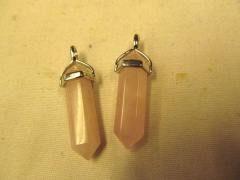 free ship--12pcs 38mm genuine pink quartz Assortment Crystal Point Petite Bead-Spikes Pencil Point C