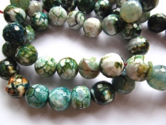 new color fire agate bead round ball faceted green cracked mixed jewelry beads 12mm--2strands 16inch