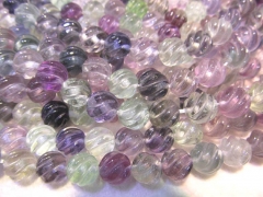 6 8 10 12mm16inch handmade genuine rainbow fluorite gemstone round ball carved jewelry beads DIY