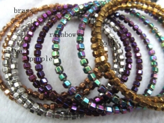 5strands 4 6 8mm hematite beads hexagon nuggets faceted gold silver brass gunmetal connector