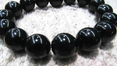 bulk 12mm 5strands agate bead round ball black jet smooth jewelry beads 16"/L