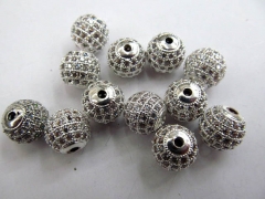 AAA grade 6-10mm 24pcs pave metal spacer &cubic zirconia crysatl silver gold mixed jewelry beads