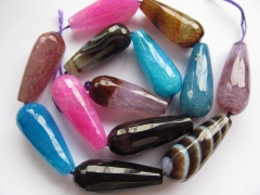 batch gergous natural agate bead drop onion teadrop cracked faceted assortment crystal beads 14x30mm