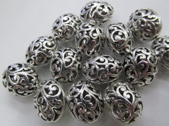 50pcs 9x13mm Vintage Rhinestone Brass Connector ,Oval Oval Eegg Drum Carved Antique Silver Gold Blac