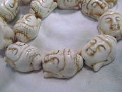 2strands 20x30mm howlite turquoise stone buddha carved white assortment loose beads jewelry focal