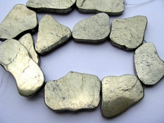 10strands 20-50mm larger genuine pyrite beads nuggets freeform irregular flat &faceted gold iron bea
