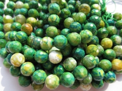 high quality gergous agate bead round ball faceted cracked green olive yellow jewelry beads 10mm --5