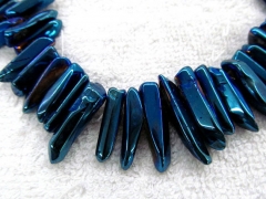 wholesale discount 20-35mm 2strands Rainbow Mystic Titanium crystal quartz point royal blue mixed je