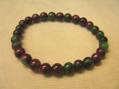 high quality 12mm full strand genuine ruby zoisite epidote gemstone round ball handmade jewelry bead