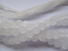 high quality 4 6 8 10 12mm 16inch natural white quartz beads crab matte round ball jewelry beads