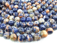 5strands 6-16mm wholesale genuine dumortierite gemstone round ball blue oranger jewelry charm beads