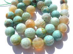 2strands 8-12mm gergous fire agate bead round ball faceted dark green white assortment jewelry beads