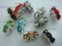 500pcs 4-12mm Top Quality Rainbow rhinestone rondelle wavy spacer beads