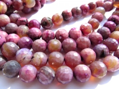 2strands 8-12mm fire agate bead round ball purple rose multicolor jewelry beads