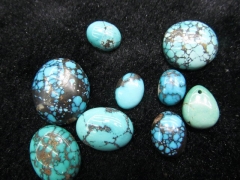 AA grade genuine Turquosie gemstone Cabochons Round black blue beads 6-25mm 2pcs