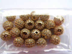 AAA grade 8mm 10mm 16pcs pave metal spacer &cubic zirconia crystal round ball silver gold gunemtal b
