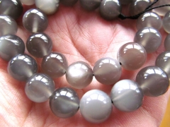 A+Quality 4-16mm full strand Natural sunestone gems Round Ball dark grey flashy jewelry beads