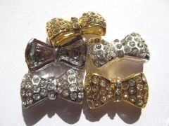 batch bow butterfly spacer 15x25mm 100pcs,metal & crystal silver gold mixed spacer beads ring