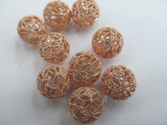 AA grade pave metal spacer &cubic zirconia crysatl rose gold mixed jewelry beads 14mm 24pcs