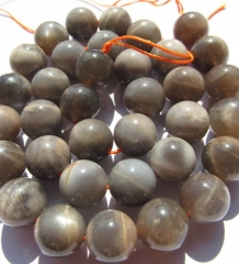 free ship--12mm 2strands natural sunstone gemstone round ball oranger black loose bead