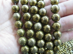 6-14mm 16inch high quality genuine pyrite beads round ball gold charm jewelry bead