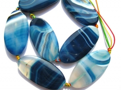 2strands 20x35mm genuine agate bead long oval egg royal blue mixed jewelry beads