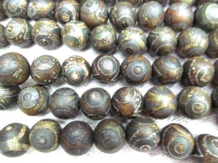 natural agate evil eyes bronze round ball charm beads 14mm full strand